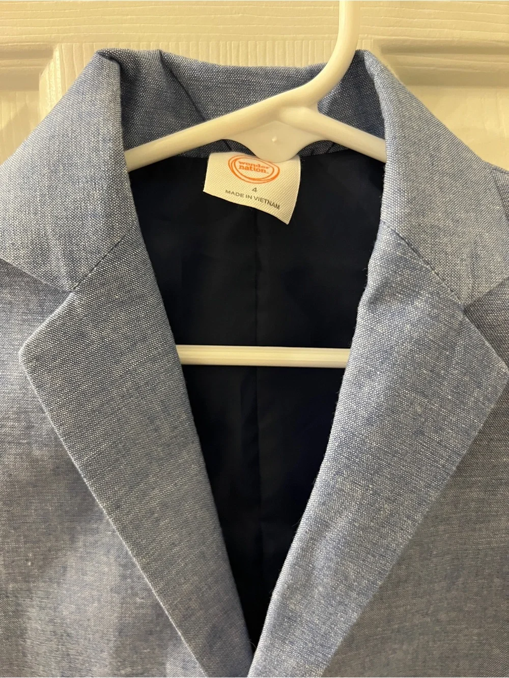 Wonder Nation Boys Blue Chambray Cotton Blend Blazer Jacket Sz 4 New w/tag